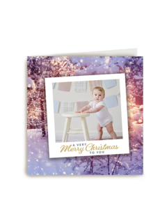 Kerst fotokaart stijlvol baby met kruk