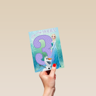 verjaardag kaart frozen 3 drie hiep hiep hoera elsa olaf
