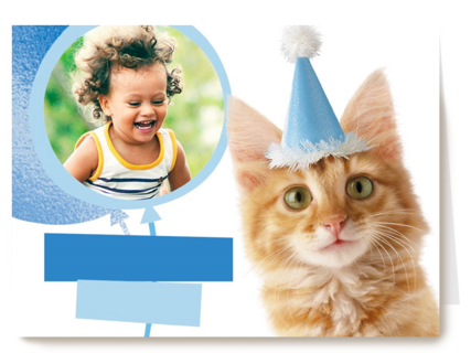 een fotokaart met een feestlijke kat