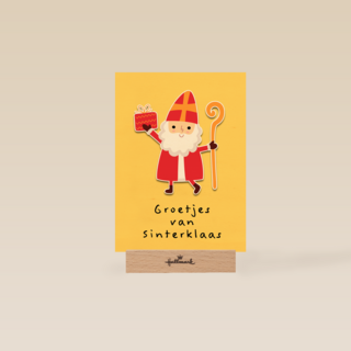 groetjes van sinterklaas met staf en kado