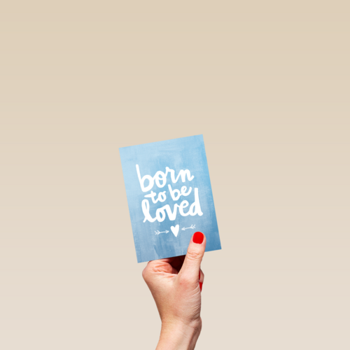 geboortekaartje born to be loved blauw