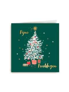 Groene kerstkaart vrolijke kerstboom