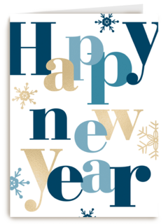 nieuwjaarskaart happy new year met ijskristallen