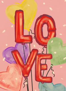 Liefde kaart Love ballonletters