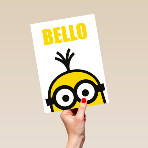 verjaardagskaart minions bello ogen