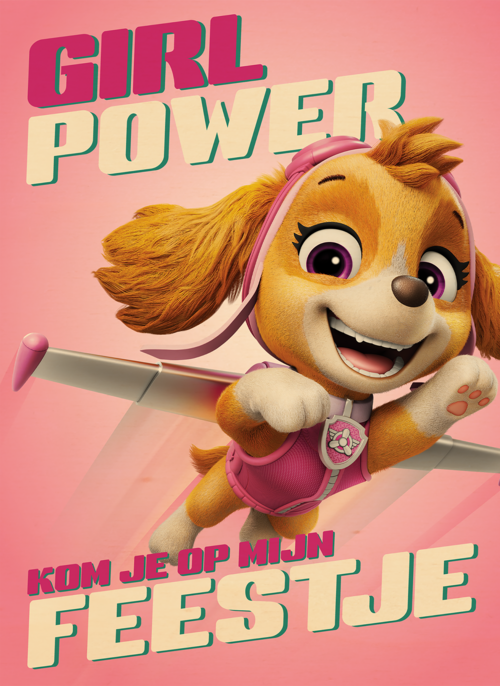 Houten Kaart Jubileum Kinderfeest | Houten Kaart Hallmark | Jubileum Kinderfeest | Paw Patrol Girl Power Uitnodiging