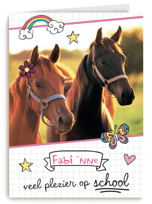 back to school veel plezier op school paardenkaart