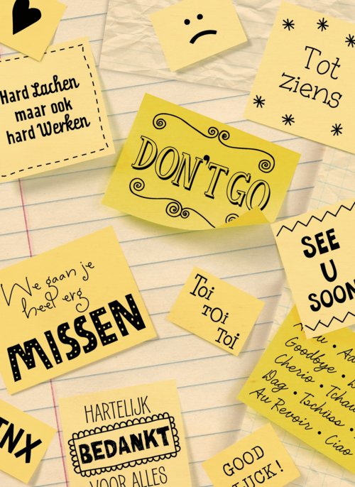 Houten Kaart Afscheid | Houten Kaart Hallmark | Afscheid | Post It Afscheid Nemen