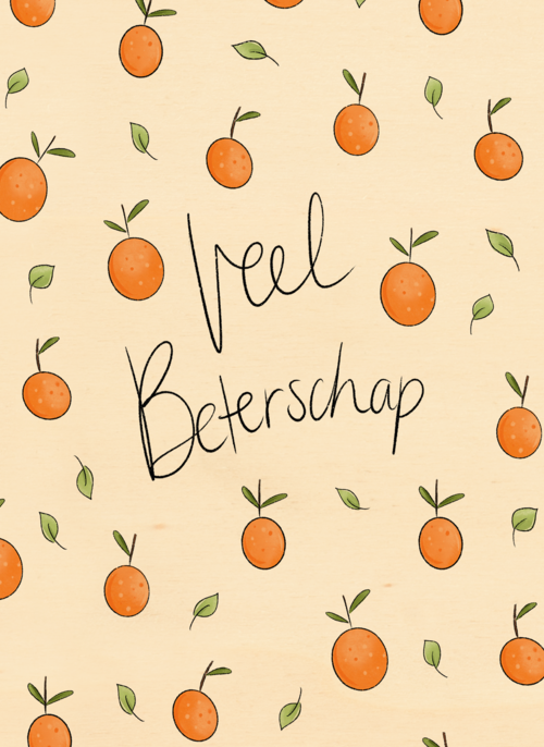 Houten Kaart Beterschapskaarten | Houten Kaart Hallmark | Beterschapskaarten | Veel Beterschap Sinaasappels Matia Studio