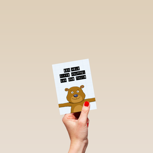 op kamp kaart een hele dikke knuffel van ons thuis