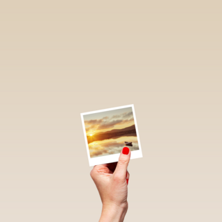 Blanco kaart Reizen Meer met bootje Polaroid