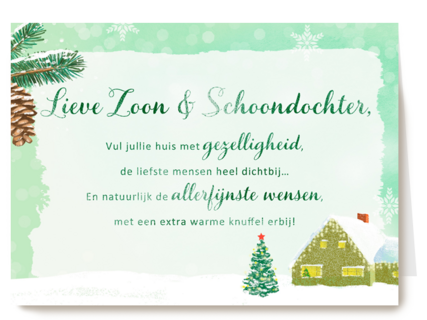 Kerstkaart speciale momenten Lieve zoon en schoondochter