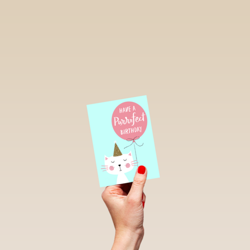 Verjaardagskaart purfect birthday kat