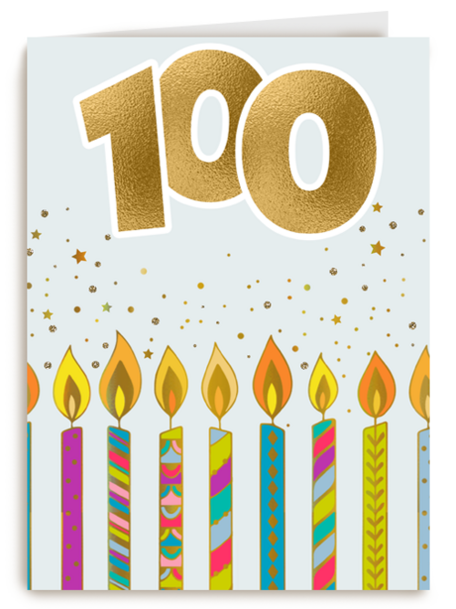 Verjaardagskaart 100 jaar met kaarsjes