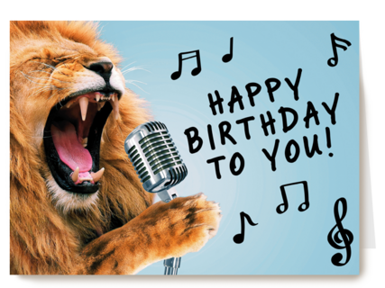 Lion sing Happy birthday to you