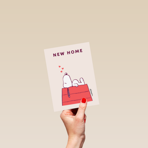 verhuisd kaart snoopy new home