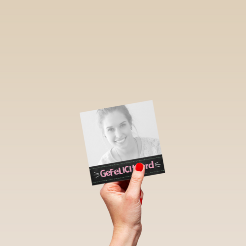 fotokaart gefeliciteerd zwart met roze