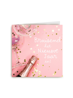 nieuwjaarskaart bubbels bruisend het nieuwe jaar in