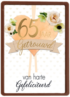 Huwelijkskaart 65 jaar getrouwd hart bloemen