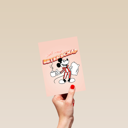 Mickey Mouse in pijama beterschapskaart