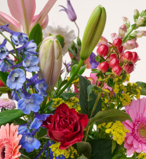 Boeket Bloemen Amalia met Beer Hartje