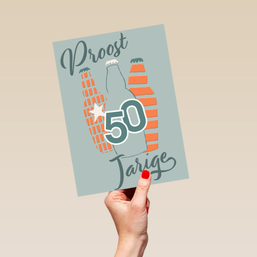 Verjaardagskaart 50 jaar bier proost jarige