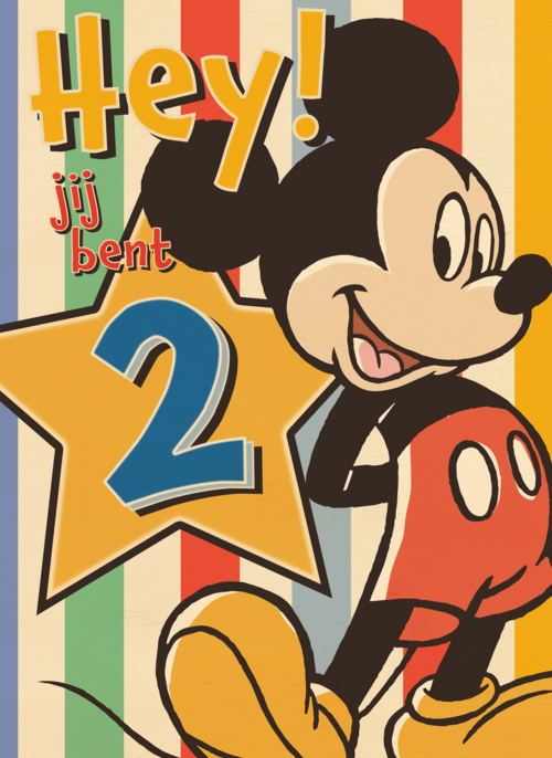 Hey jij bent 2 Mickey Mouse verjaardagskaart