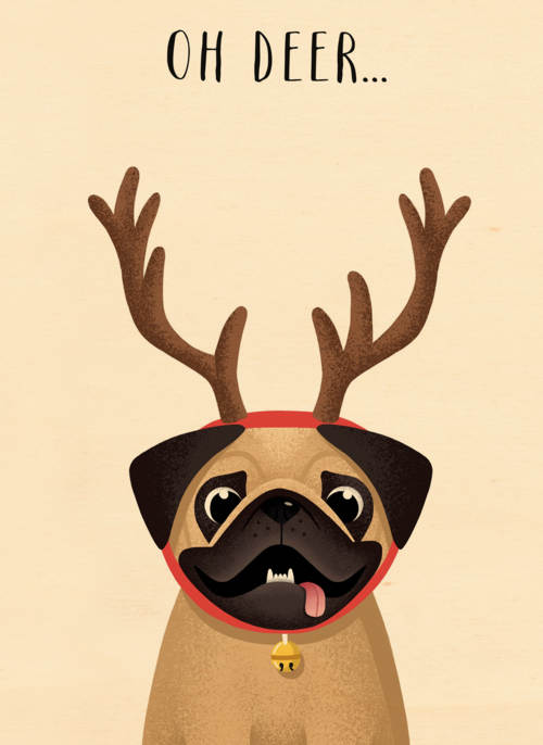 Houten kaart Kerst | Hallmark | Houten kaart Kerst | Hallmark | Hond met gewei