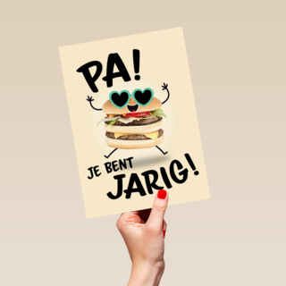 verjaardagskaart met hamburger voor pa
