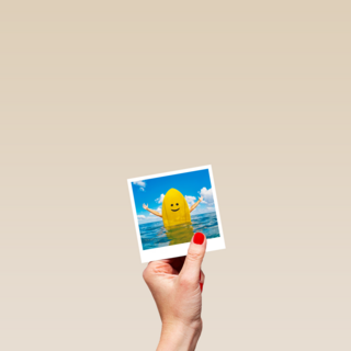 Geslaagdkaart zwemdiploma smiley surfboard Polaroid
