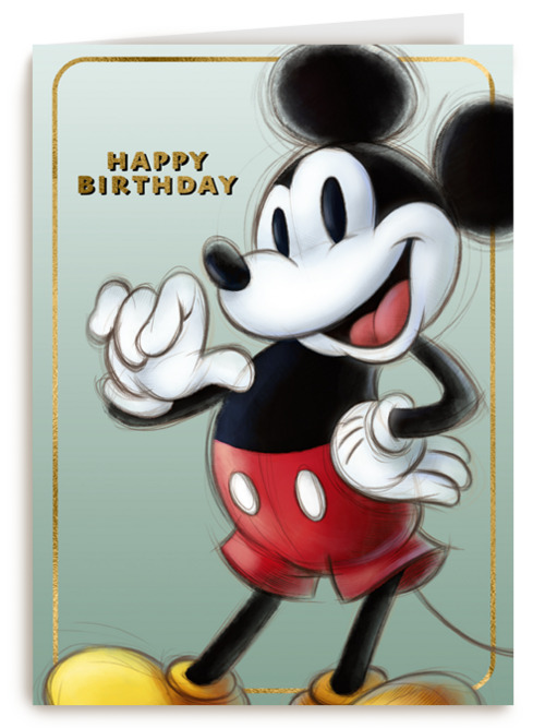 Verjaardagskaart Mickey Mouse klassiek