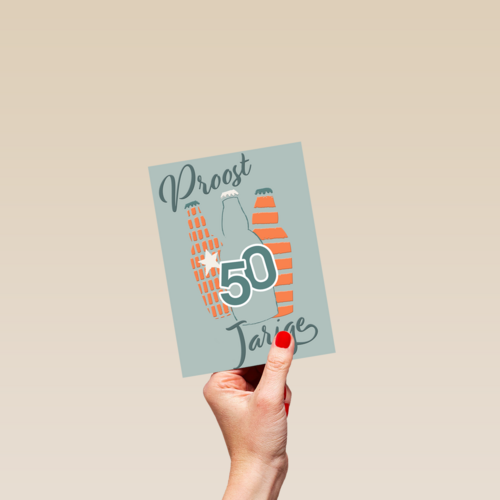 Verjaardagskaart 50 jaar bier proost jarige