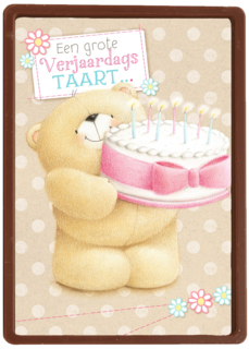 beer met verjaardagstaart