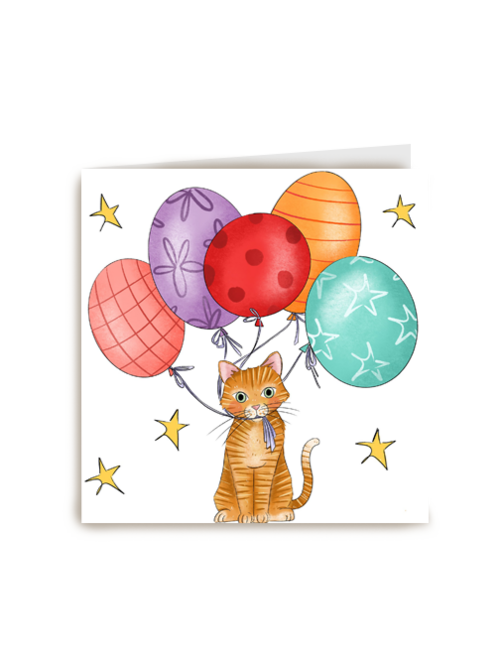 verjaardagskaart ballonnen kat matia studio