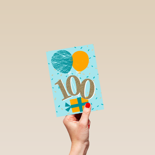 verjaardagskaart 100 jaar met ballonnen