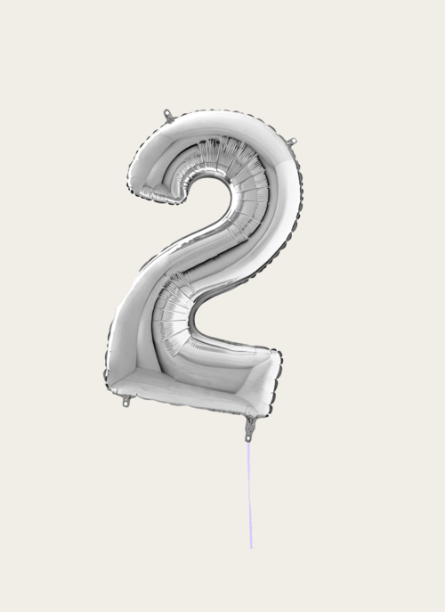 Hallmark Cijferballon 2 Jaar Zilver XL |  Cadeau Ballonnen |