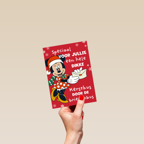 Minnie Mouse kerstkus door de brievenbus