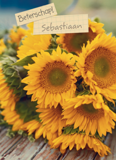 beterschapskaart met zonnebloemen