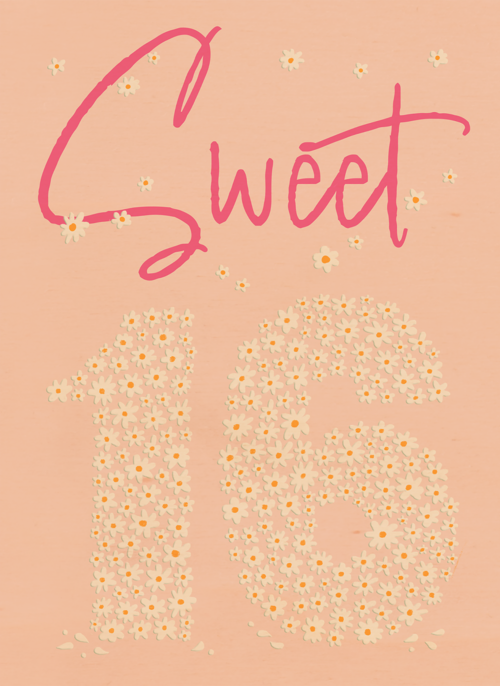 Houten Kaart Kaart Met Leeftijden | Houten Kaart Hallmark | Kaart Met Leeftijden | Verjaardagskaart Sweet 16 Roze Bloemen