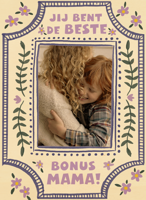 Houten Kaart Moederdag | Houten Kaart Hallmark | Moederdag | De Beste Bonus Mama Fotokaart