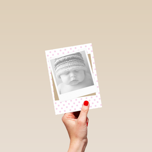 fotokaart staand roze stippen