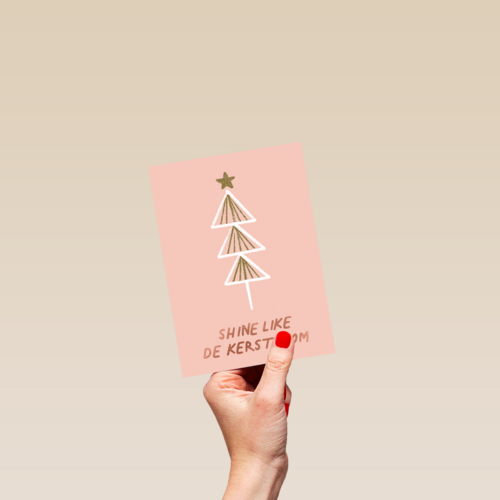 kerstkaart hip shine like de kerstboom