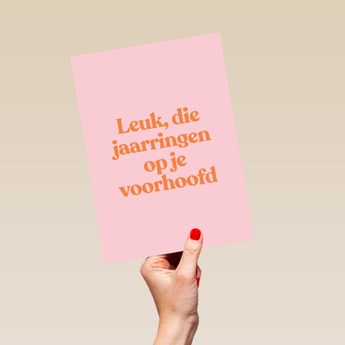verjaardag kaart andc leuk die jaarringen op je voorhoofd