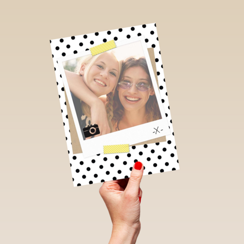 fotokaart blanco wit met zwarte stippen
