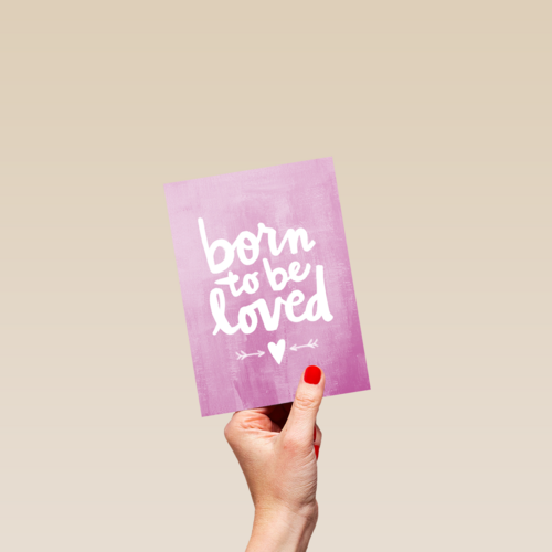geboortekaartje born to be loved roze