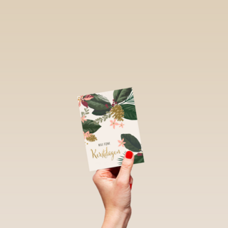 Kerstkaart fijne feestdagen kerstbloemen