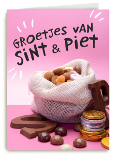 Sinterklaaskaart Groetjes van Sint en piet Snoepgoed