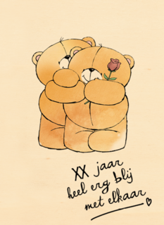 Trouwdagkaart Forever Friends Zoveel jaar heel erg blij met elkaar