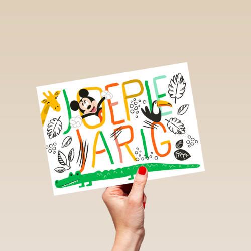 Mickey joepie jarig kaart