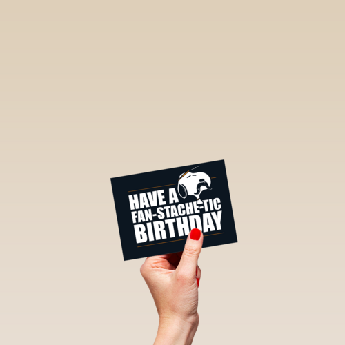 Verjaardagskaart man Snoopy fan stache tic birthday